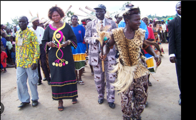Alur people celebrating traditional culture in Uganda.