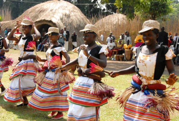 Traditional Banyoro cultural dance and attire in Uganda