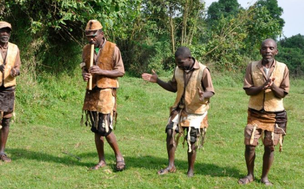 Batwa community in Uganda showcasing traditional dance, dress, and cultural heritage.